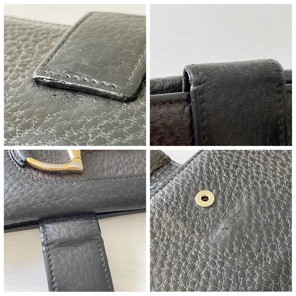 Gucci brown black pebbled leather horsebit long wallet - Picture 5 of 13